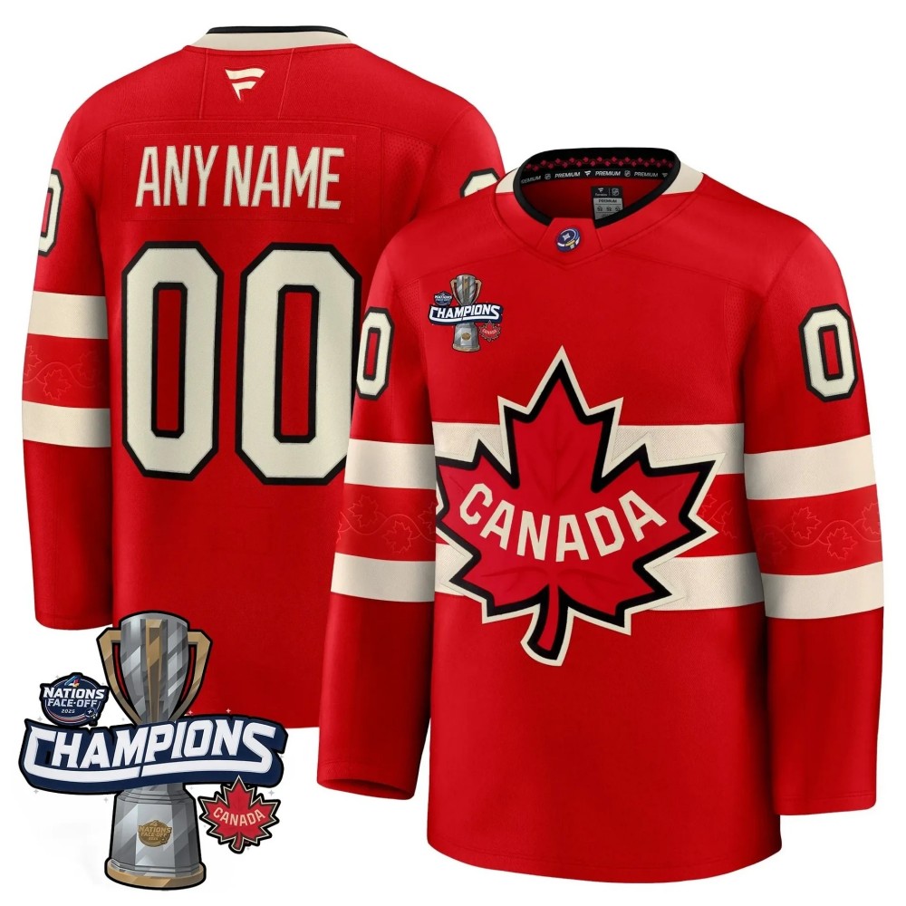 Custom Canada 2025 4 Nations Face-Off Champions Jersey Red - All Stitched