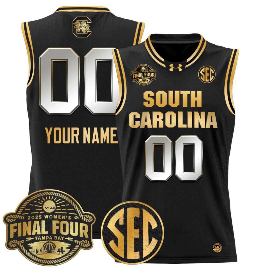 South Carolina Gamecocks Custom Black Gold 2025 Sec Women's Final Four Patch Lightweight Stitched Basketball Jersey