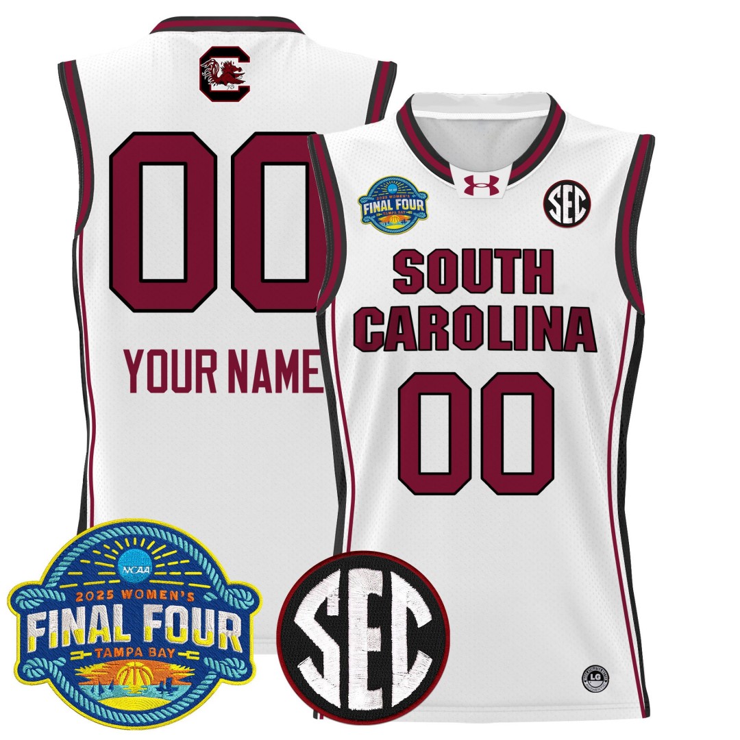 South Carolina Gamecocks Custom White 2025 Sec Women's Final Four Patch Lightweight Stitched Basketball Jersey