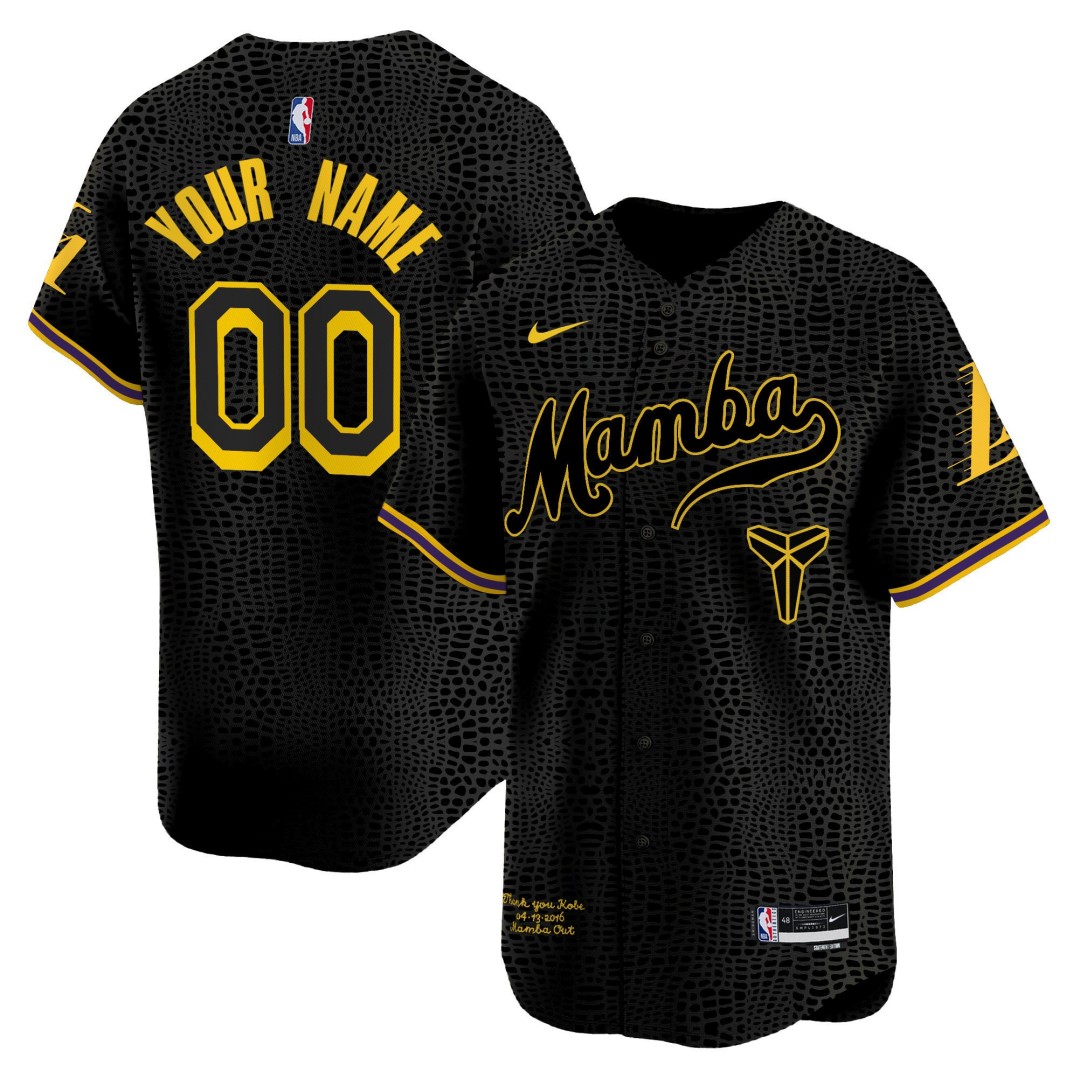 Lakers Mamba Kobe Bryant Vapor Baseball Custom Jersey Black Mamba - All Stitched