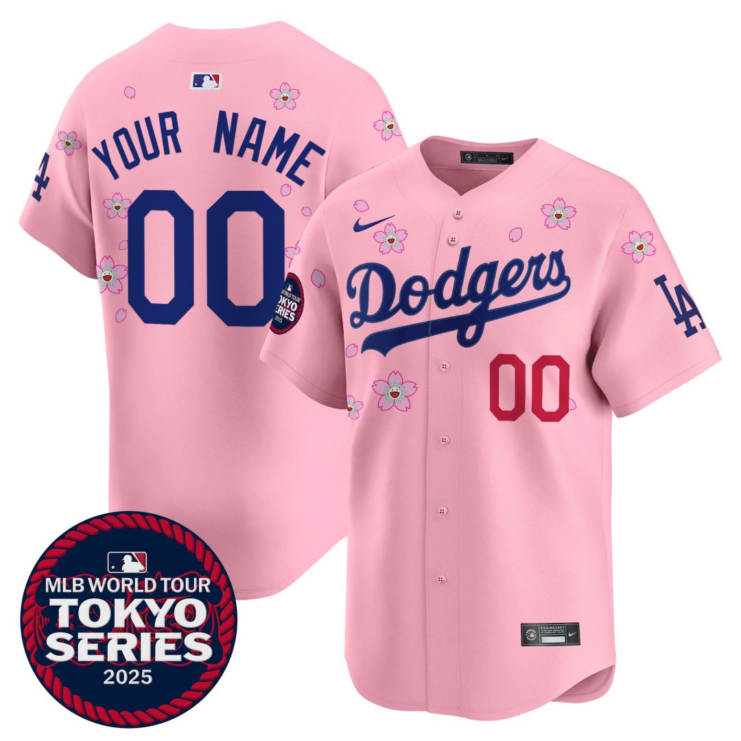 Dodgers Tokyo Series 2025 Vapor Premier Limited Custom Jersey Cherry Blossom - Stitched