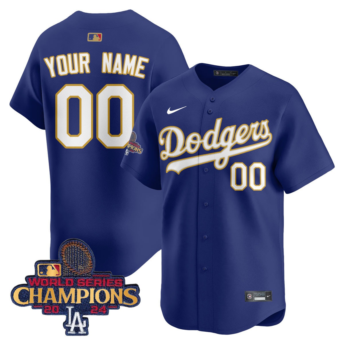 Los Angeles Dodgers Custom Gold 2025 Limited Jersey Royal - All Stitched