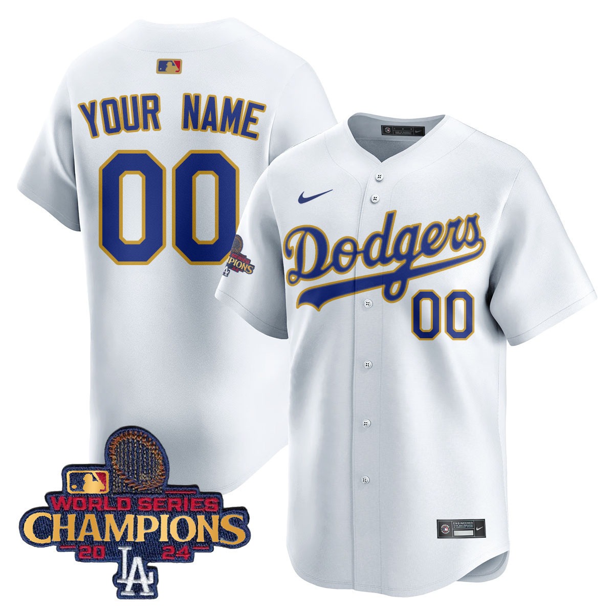 Los Angeles Dodgers Custom Gold 2025 Limited Jersey White - All Stitched