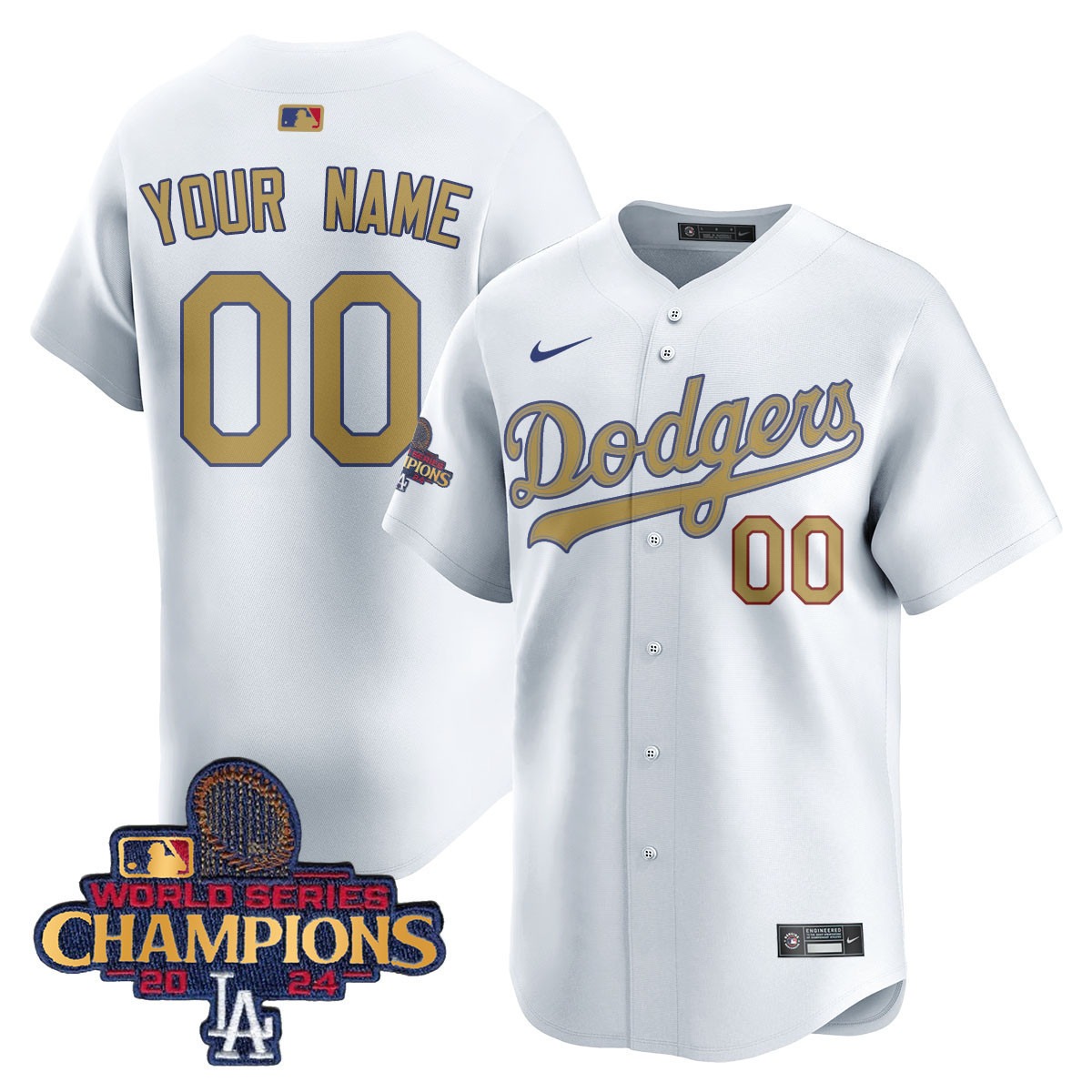 Los Angeles Dodgers Custom Gold 2025 Limited Jersey White Gold - All Stitched