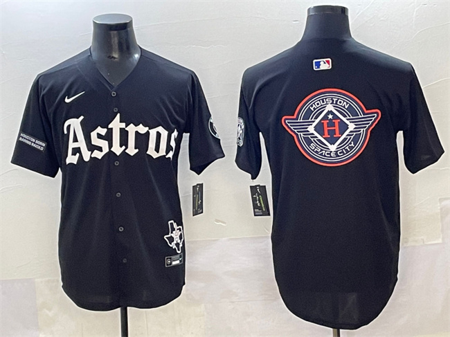Men's Houston Astros Team Big Logo Black Gothic 'Houston Born Barrio Raised' Limited Stitched MLB Jersey