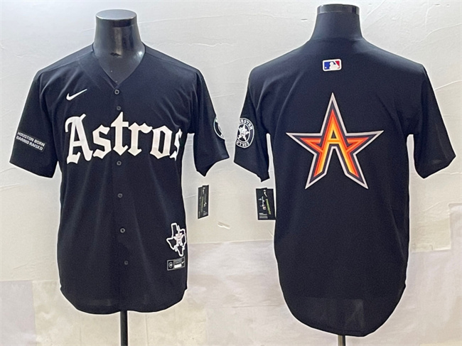 Men's Houston Astros Team Big Logo Black Gothic 'Houston Born Barrio Raised' Limited Stitched MLB Jerseys