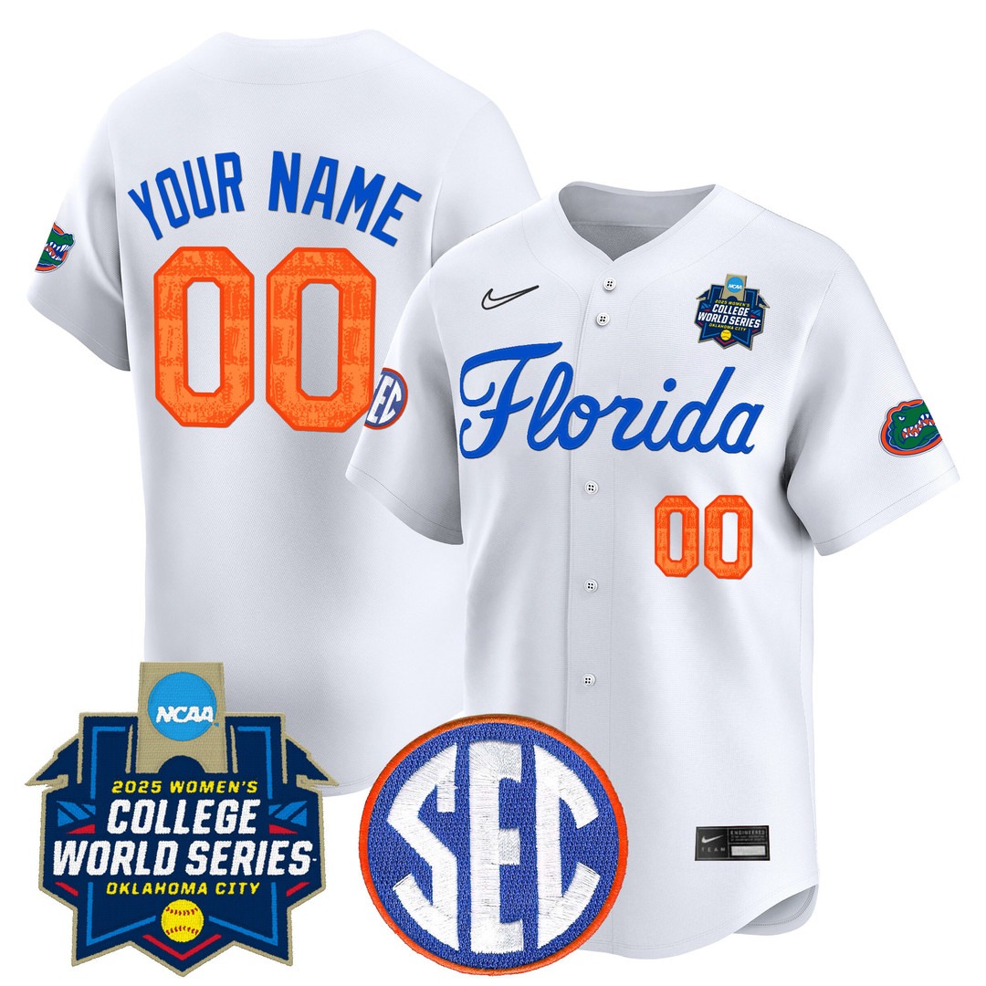 Florida Gators Softball 2025 WCWS Active Player Custom Limited Baseball Jersey White Limited - All Stitched