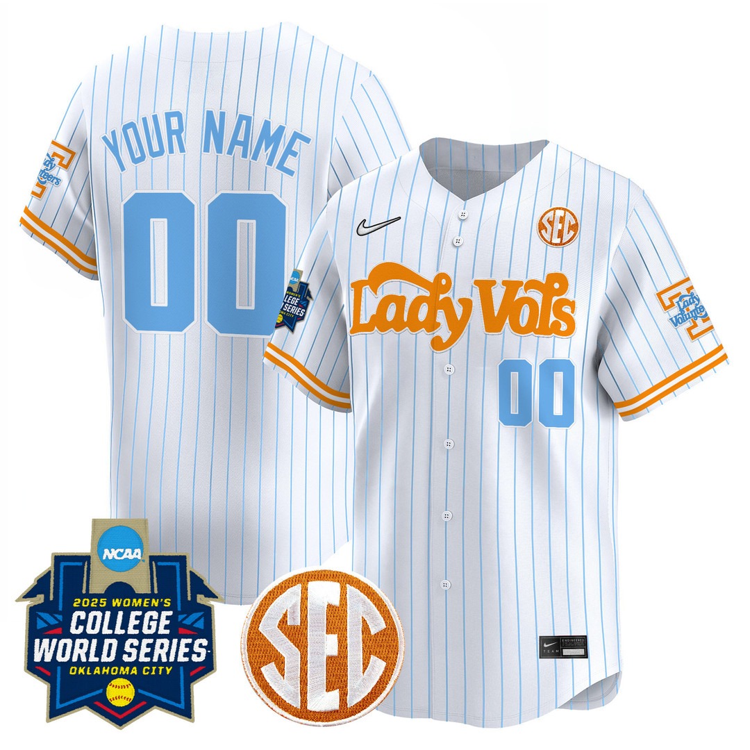 Tennessee Lady Vols Softball 2025 WCWS Active Player Custom Limited Baseball Jersey Pinstripe - All Stitched