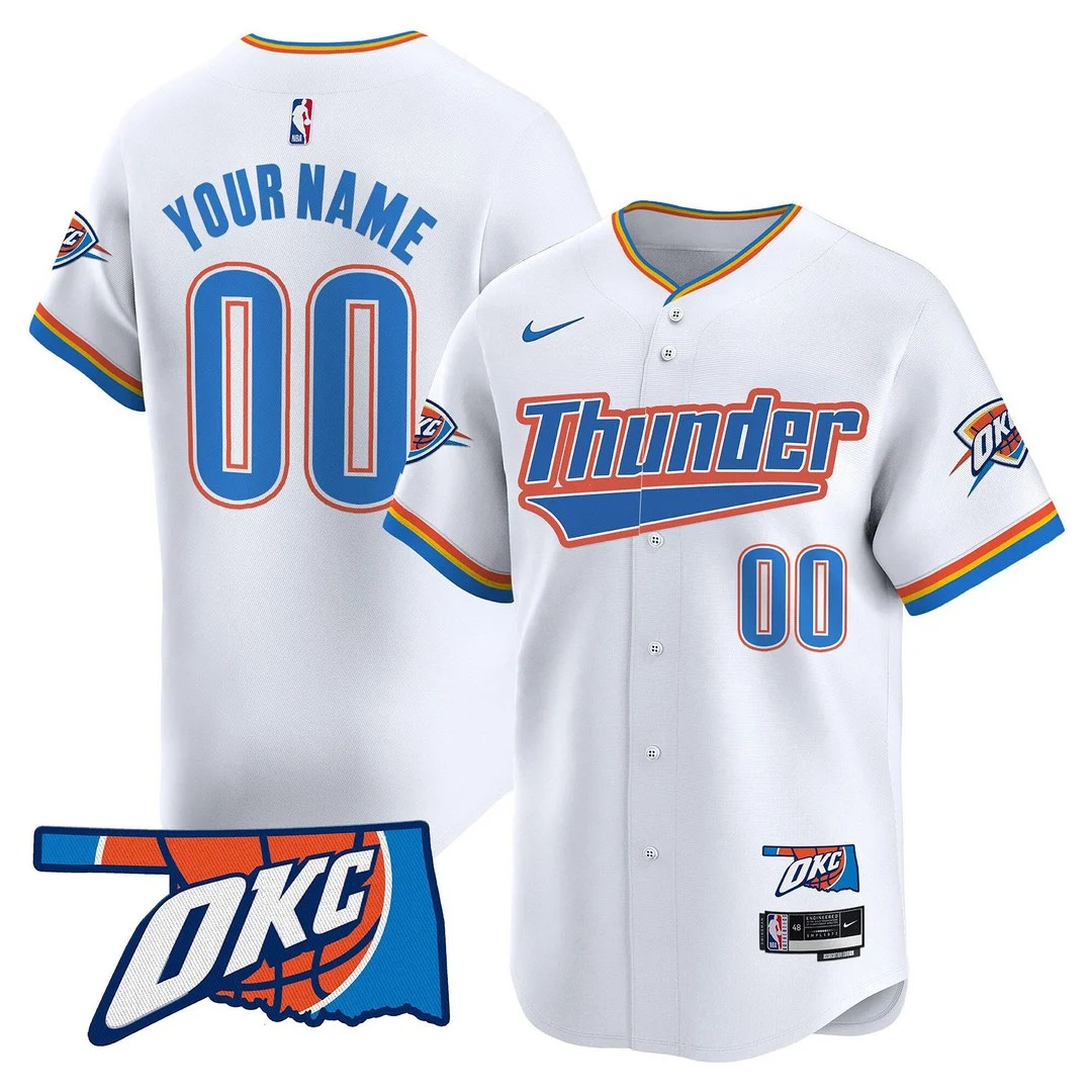 Oklahoma City Thunder Active Player Custom Association White Limited Baseball Jersey V3 - All Stitched