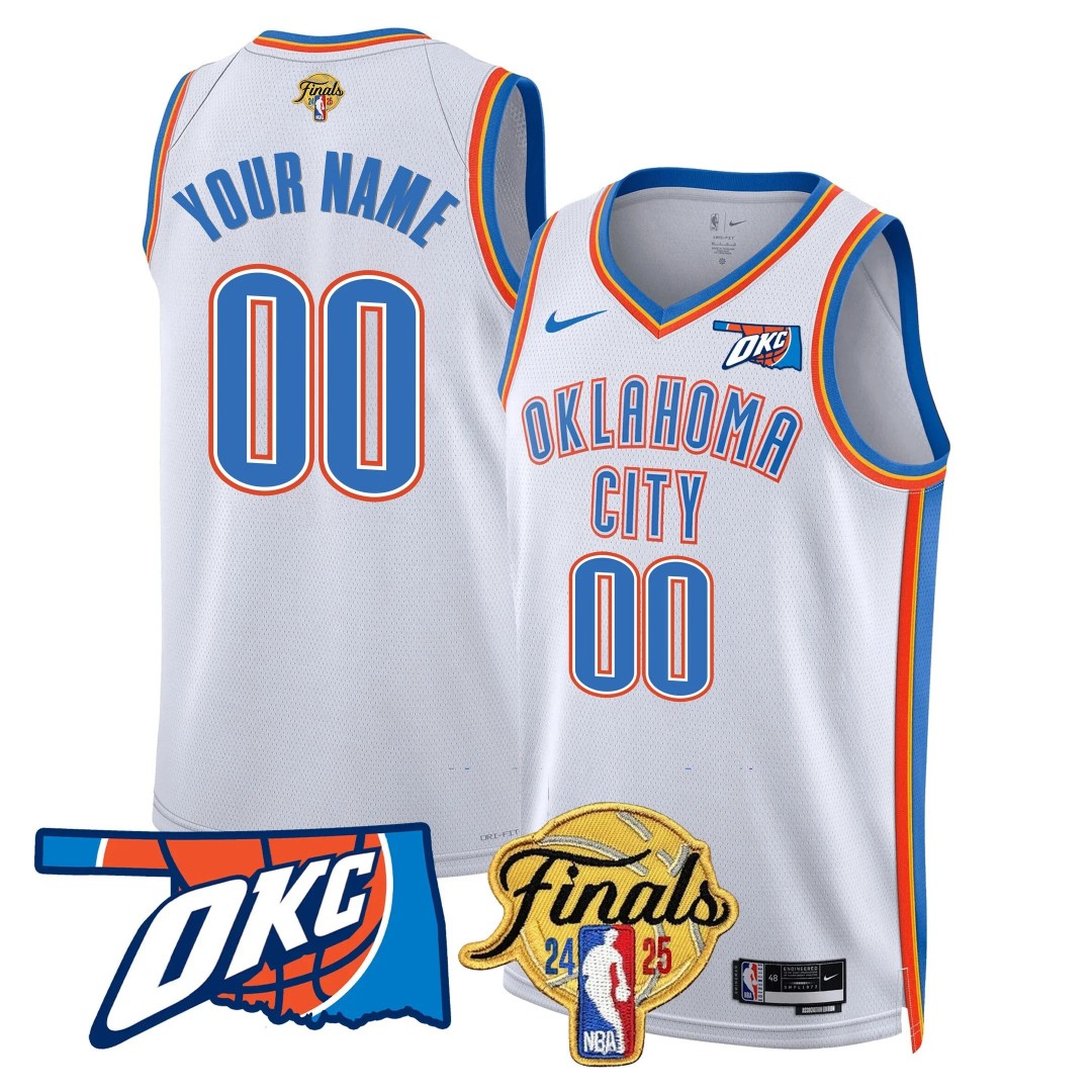 Oklahoma City Thunder Active Player Custom NBA 2024-25 Final Patch White Association Stitched Basketball Jersey
