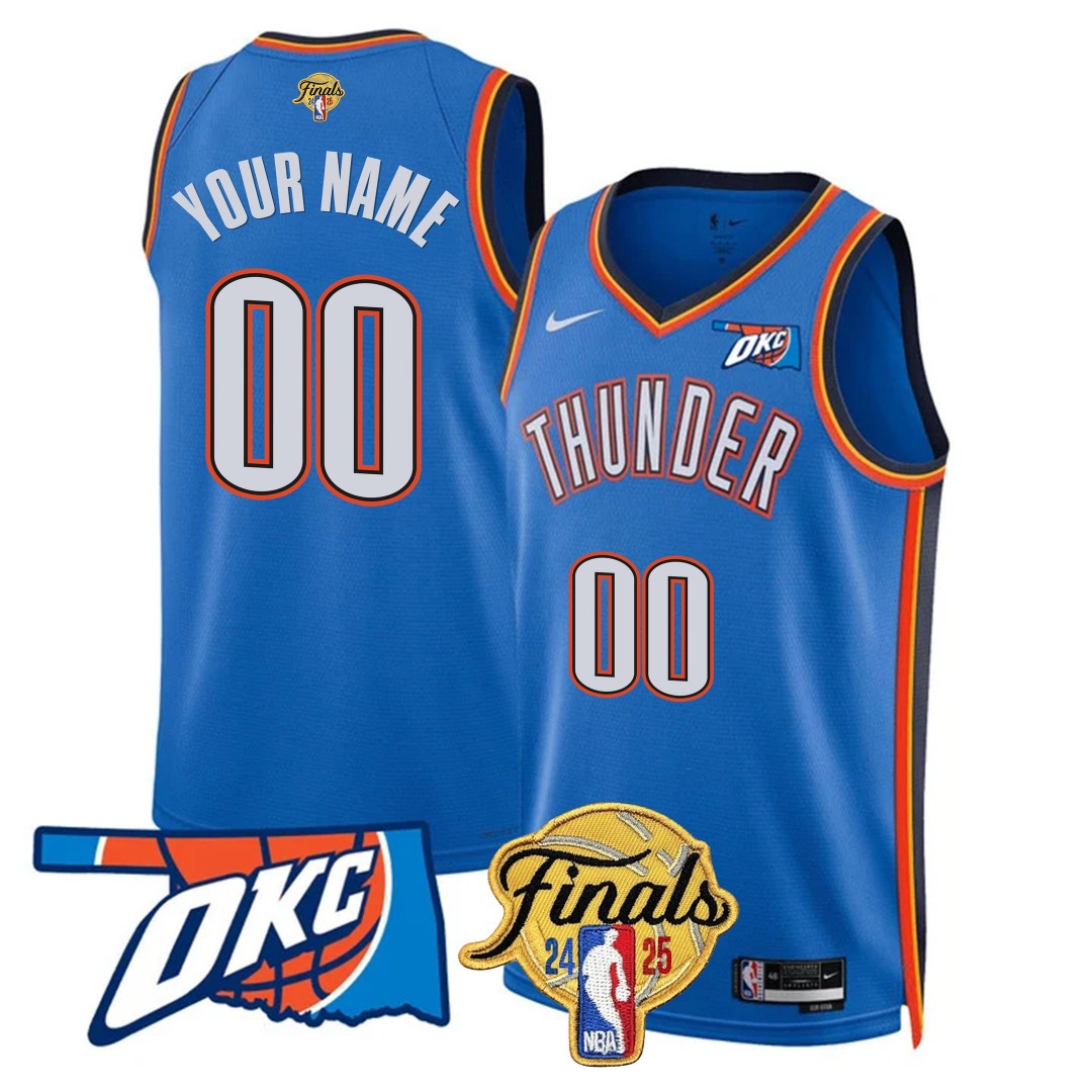 Oklahoma City Thunder Active Player Custom NBA 2024-25 Final Patch Blue Icon Stitched Basketball Jersey