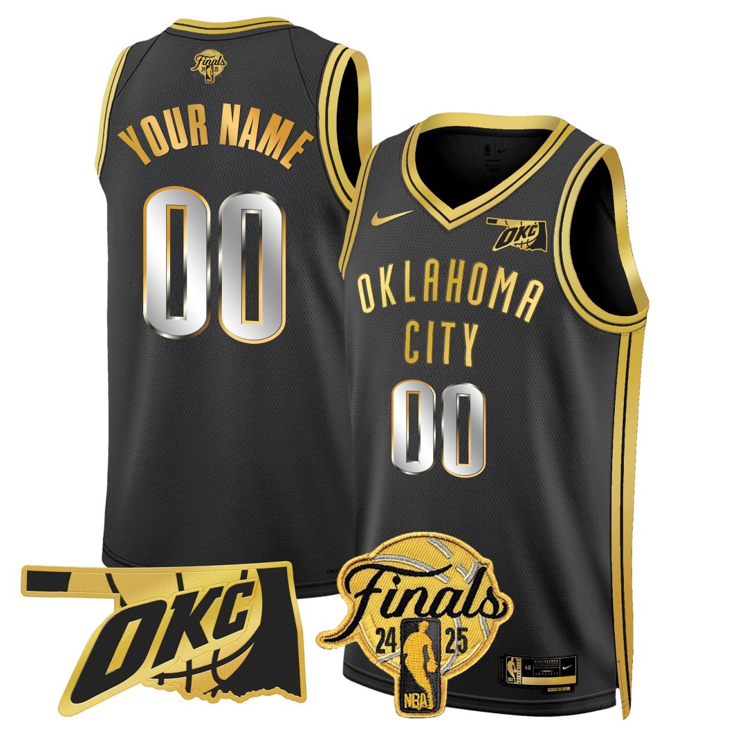Oklahoma City Thunder Active Player Custom NBA 2024-25 Final Patch Black Gold Stitched Basketball Jersey