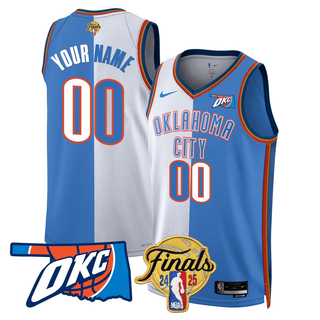 Oklahoma City Thunder Active Player Custom NBA 2024-25 Final Patch Split Stitched Basketball Jersey
