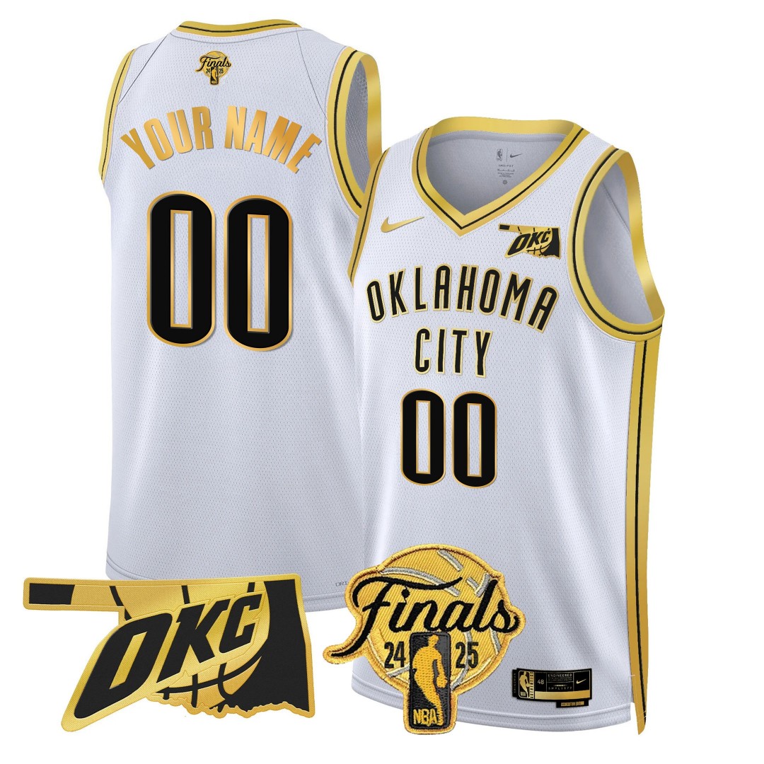 Oklahoma City Thunder Active Player Custom NBA 2024-25 Final Patch White Gold Stitched Basketball Jersey
