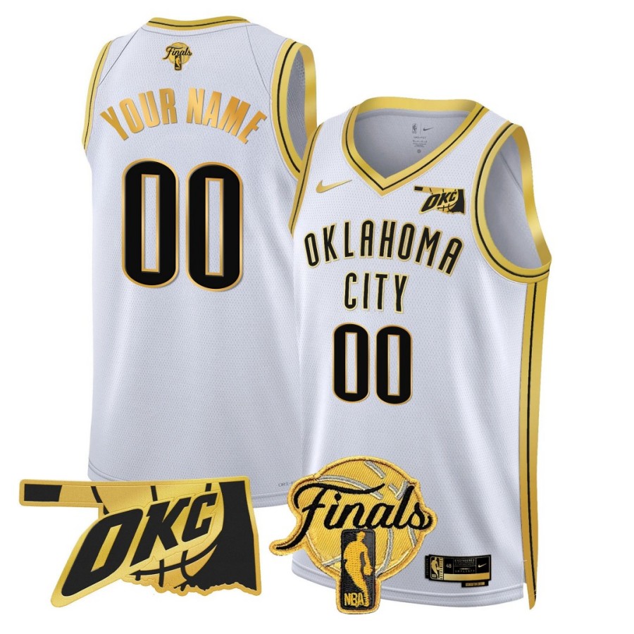Oklahoma City Thunder Active Player Custom NBA Finals Patch White Gold Stitched Basketball Jersey