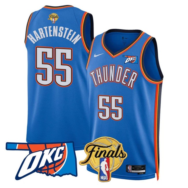 Men's Oklahoma City Thunder #55 NBA Final Patch Blue Icon Stitched Basketball Jersey