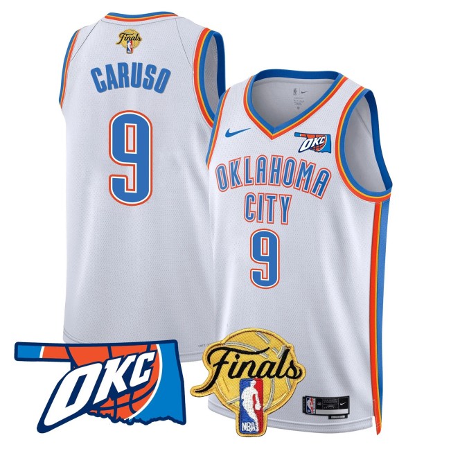 Men's Oklahoma City Thunder #9 Alex Caruso NBA Final Patch White Association Stitched Basketball Jersey