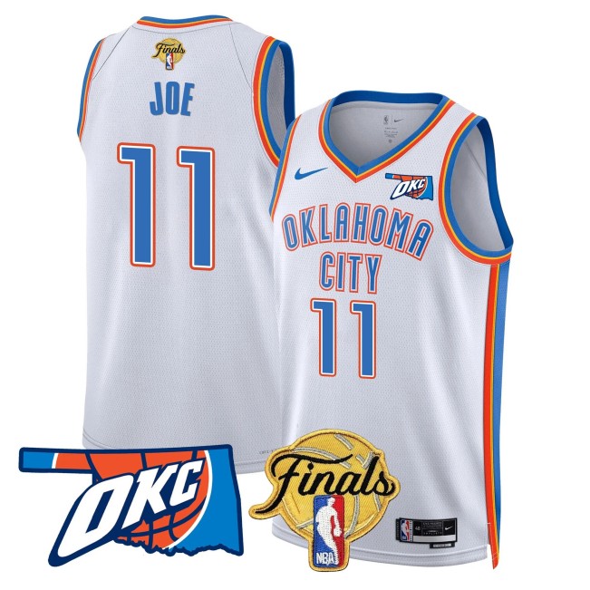 Men's Oklahoma City Thunder #11 Isaiah Joe NBA Final Patch White Association Stitched Basketball Jersey