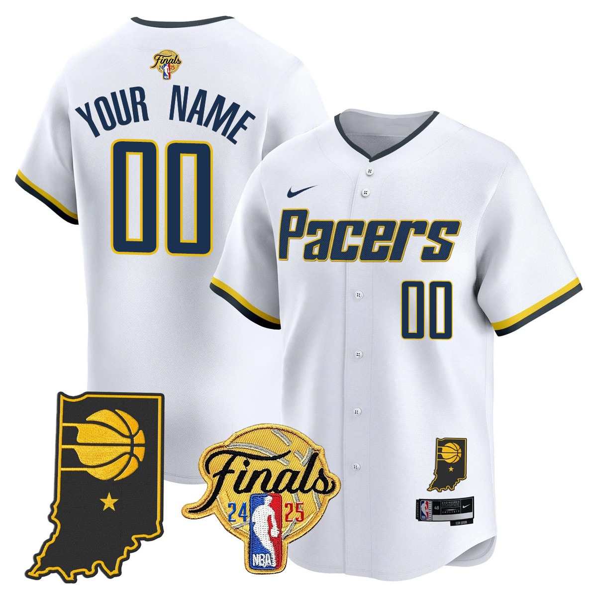 Indiana Pacers Active Player Custom 2024-25 NBA Final Patch Limited Stitched Baseball Jersey Association White
