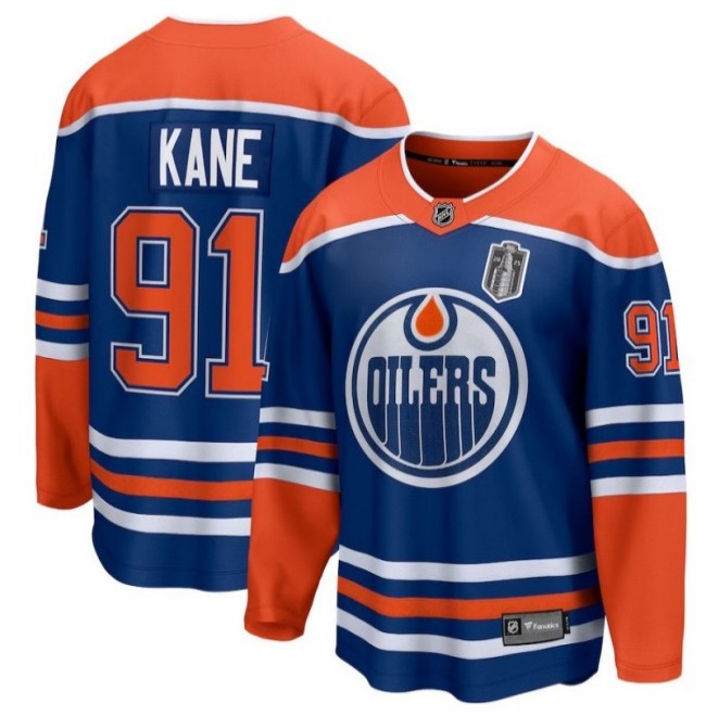 Men's Edmonton Oilers #91 Evander Kane Royal 2025 Stanley Cup Final Home Breakaway Jersey