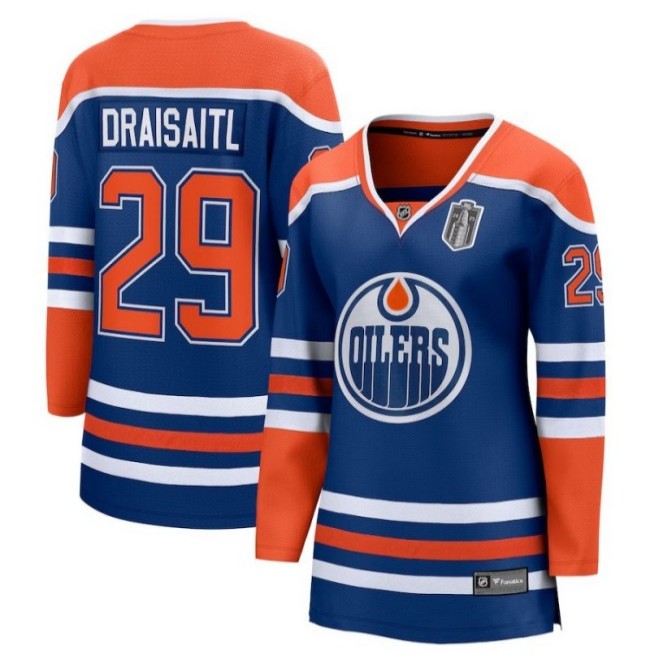 Women's Edmonton Oilers #29 Leon Draisaitl Royal 2025 Stanley Cup Final Home Breakaway Jersey
