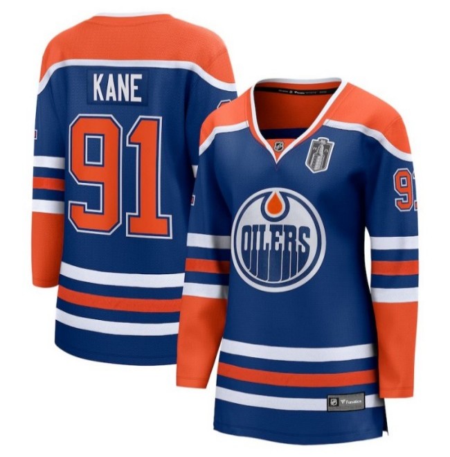 Women's Edmonton Oilers #91 Evander Kane Royal 2025 Stanley Cup Final Home Breakaway Jersey