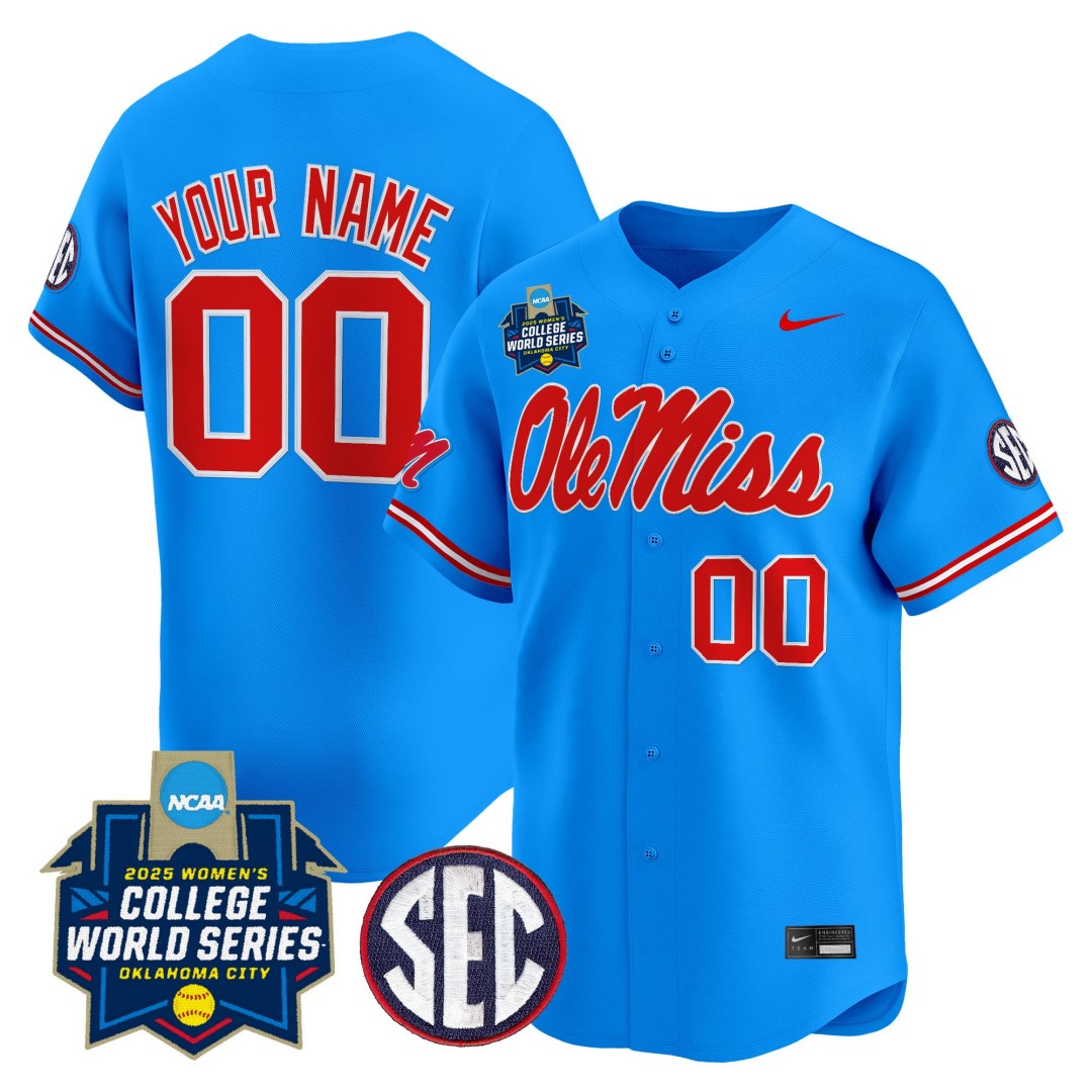 Ole Miss Rebels Softball Active Player Custom Blue 2025 WCWS Limited Stitched Baseball Jersey