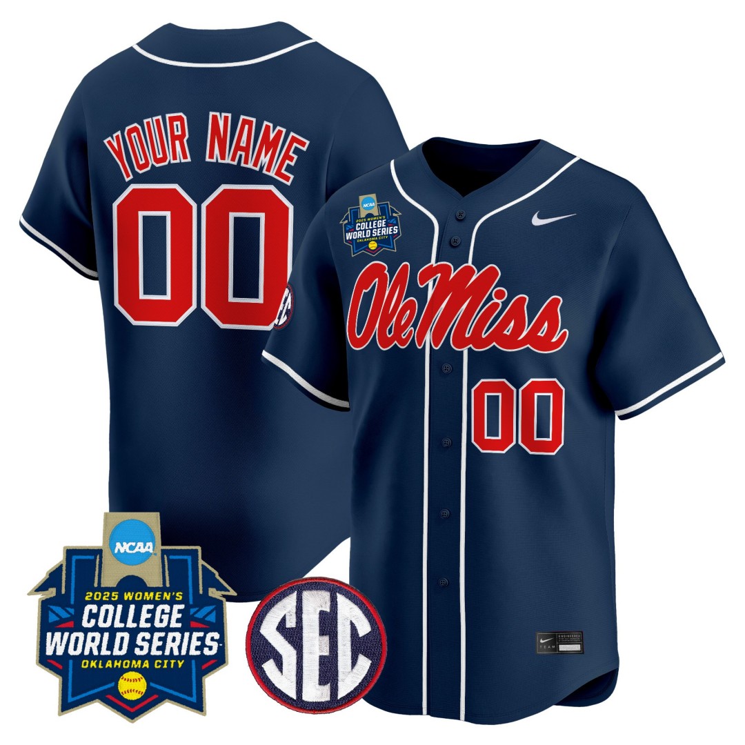 Ole Miss Rebels Softball Active Player Custom Navy 2025 WCWS Limited Stitched Baseball Jersey