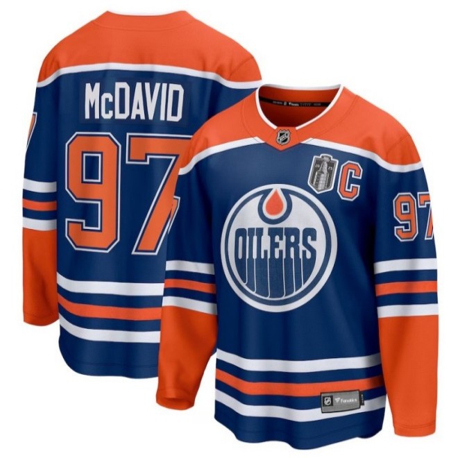 Youth Edmonton Oilers #97 Connor McDavid Royal 2025 Stanley Cup Final Home Breakaway Jersey