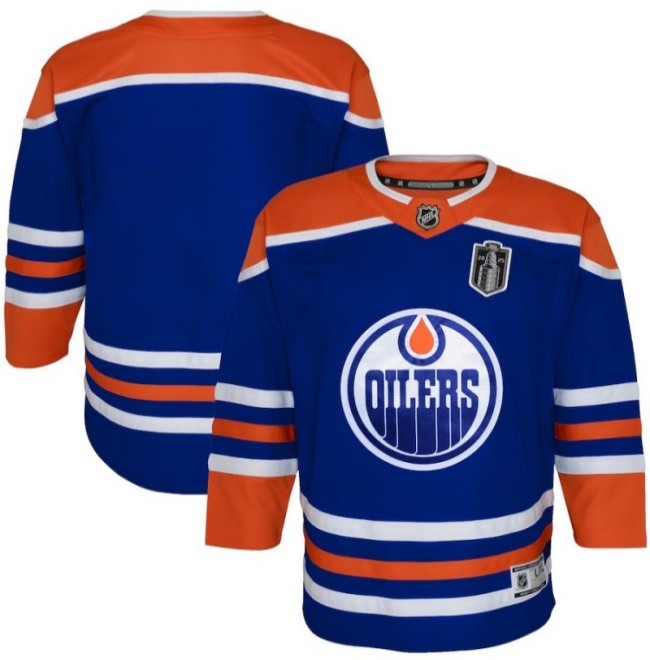 Youth Edmonton Oilers Blank Royal 2025 Stanley Cup Final Home Premier Jersey