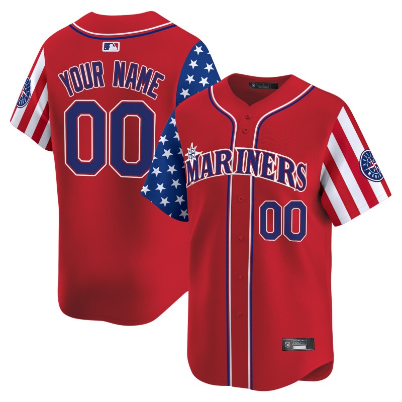 Seattle Mariners Active Player Custom Red 2025 Independence Day Limited Stitched Baseball Jersey