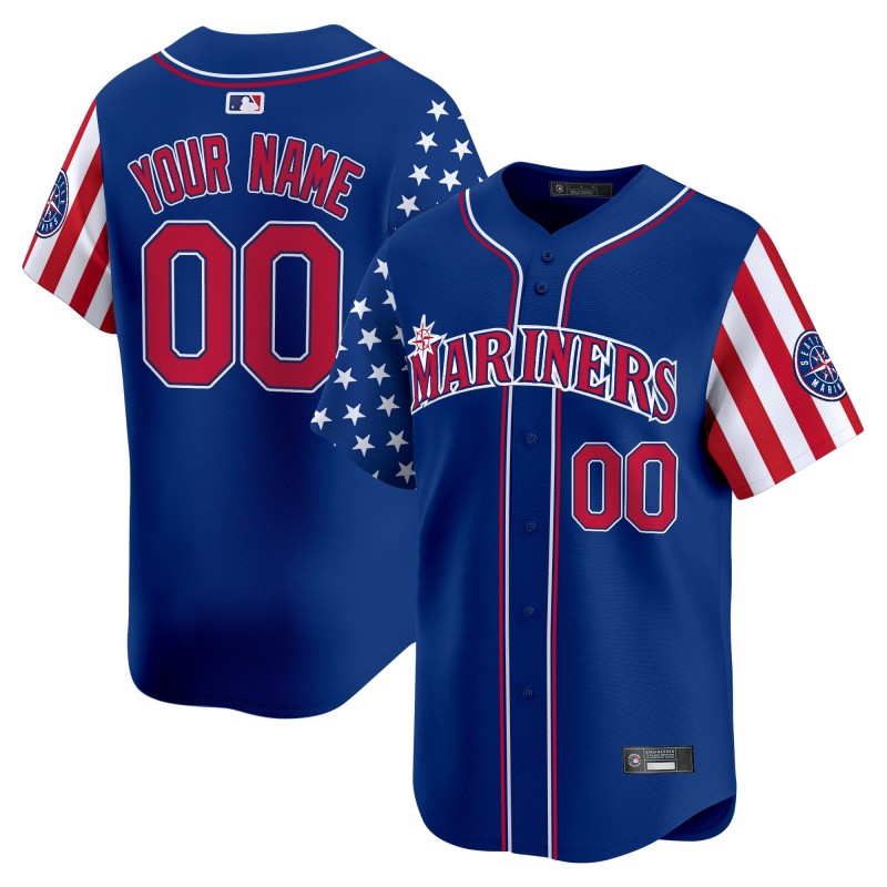 Seattle Mariners Active Player Custom Royal 2025 Independence Day Limited Stitched Baseball Jersey