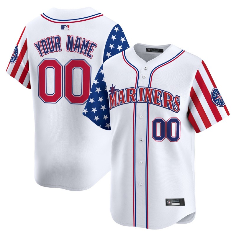 Seattle Mariners Active Player Custom White 2025 Independence Day Limited Stitched Baseball Jersey