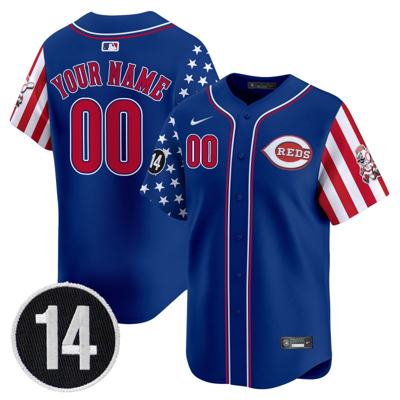 Cincinnati Reds Active Player Custom Royal 2025 Independence Day Limited Stitched Baseball Jersey