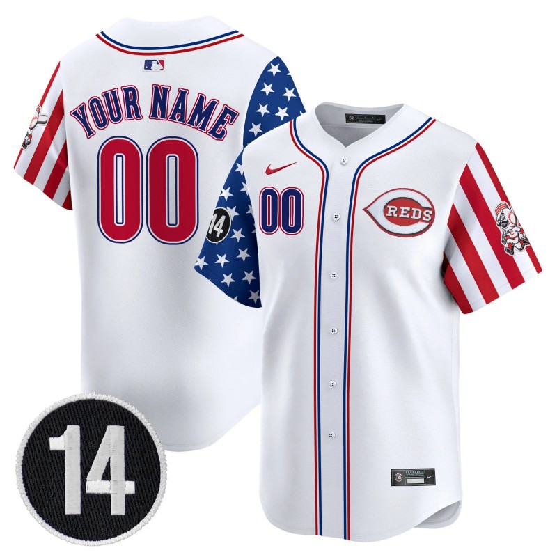 Cincinnati Reds Active Player Custom White 2025 Independence Day Limited Stitched Baseball Jersey