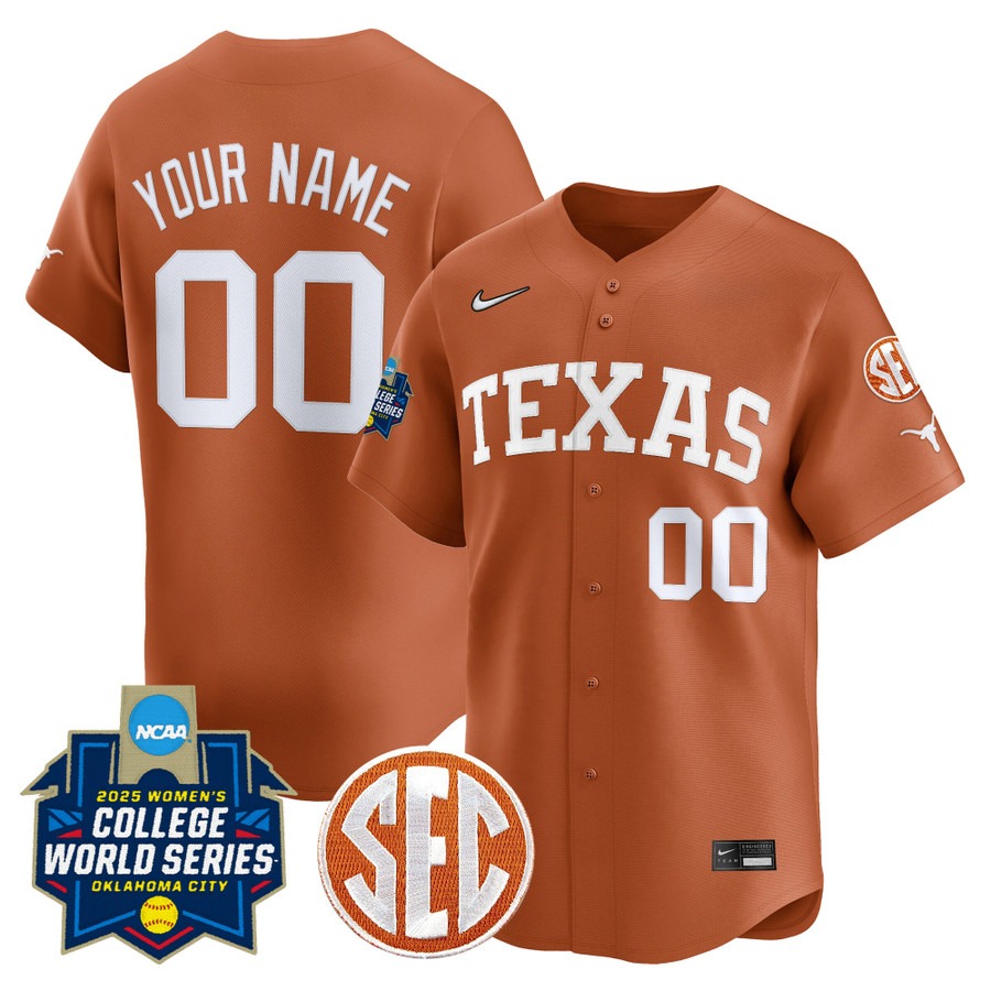 Texas Longhorns Softball Active Player Custom Orange 2025 WCWS Limited Stitched Baseball Jersey