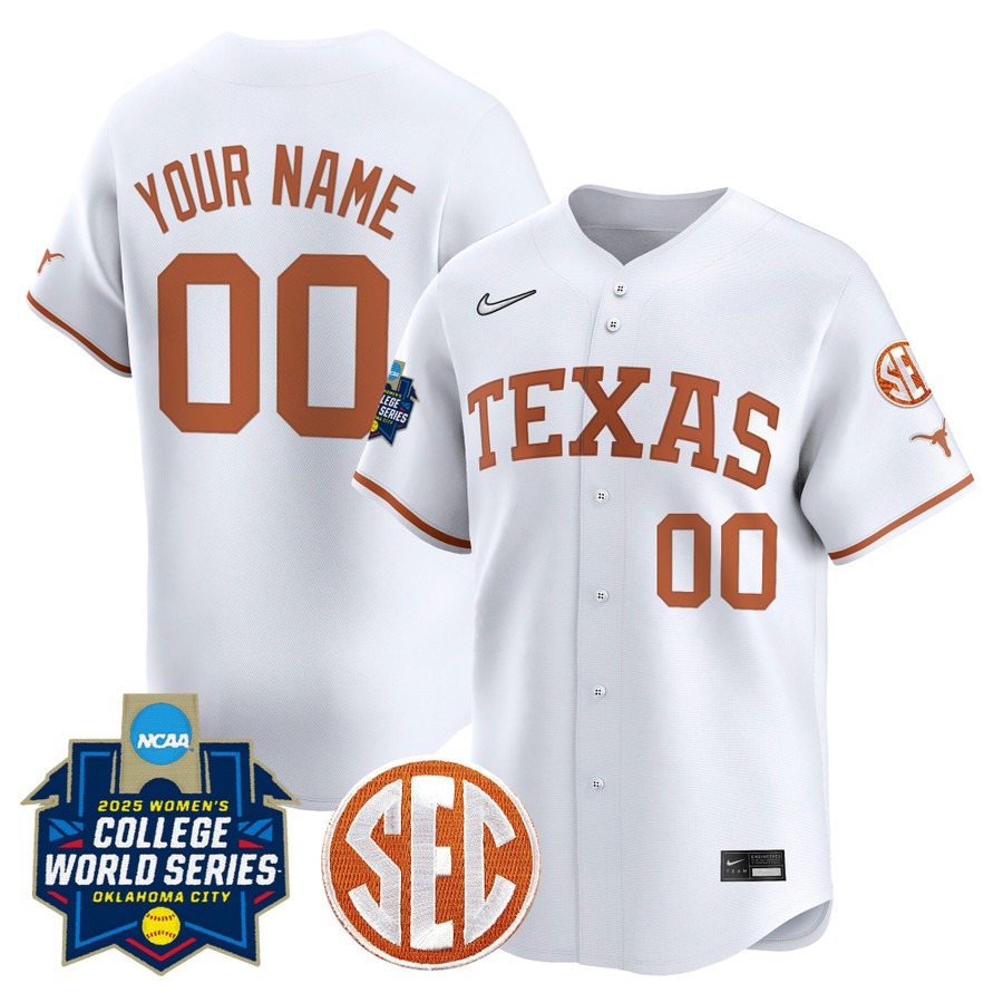 Texas Longhorns Softball Active Player Custom White 2025 WCWS Limited Stitched Baseball Jersey