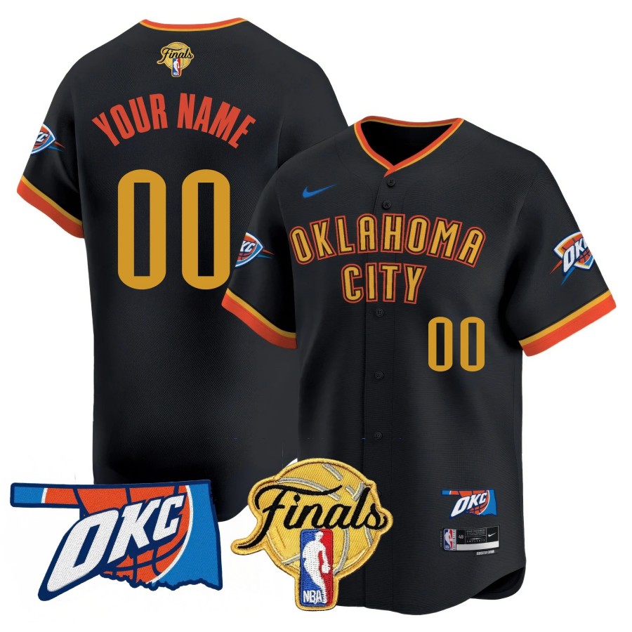 Oklahoma City Thunder Active Player Custom City Connect Black NBA Final Patch Limited Stitched Baseball Jersey