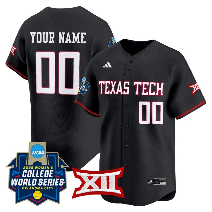 Texas Tech Red Raiders Softball Active Player Custom Black 2025 WCWS Limited Stitched Baseball Jersey