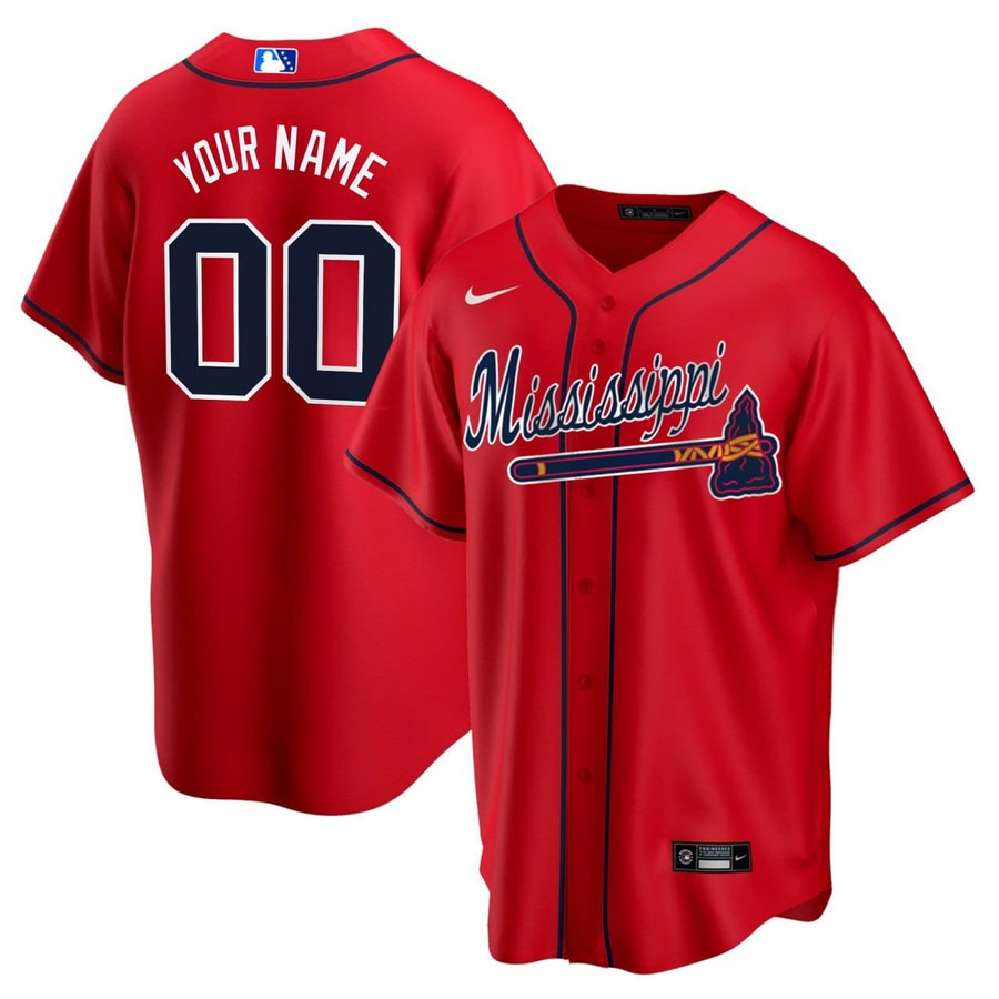 Mississippi Braves Custom Red Nike MiLB Cool Base Stitched Baseball Jersey