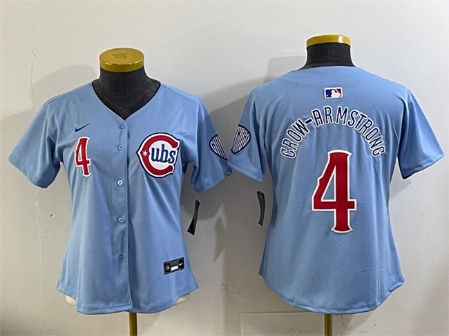 Women's Chicago Cubs #4 Pete Crow-Armstrong Blue 2024-25 2nd Alternatemited Stitched Baseball Jersey