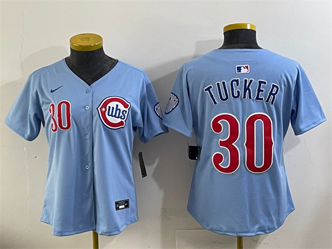 Women's Chicago Cubs #30 Kyle Tucker Blue 2024-25 2nd Alternatemited Stitched Baseball Jersey