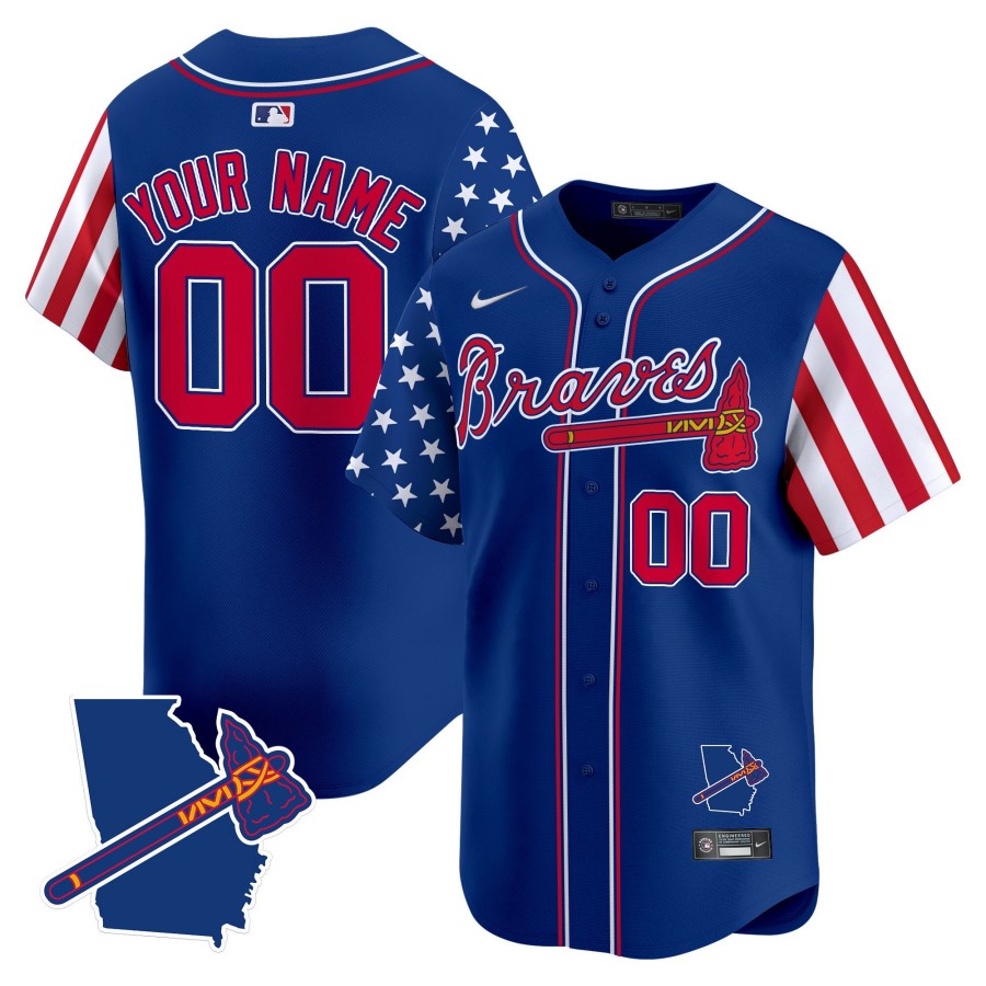 Atlanta Braves Custom Royal 2025 Independence Day Limited Stitched Baseball Jersey