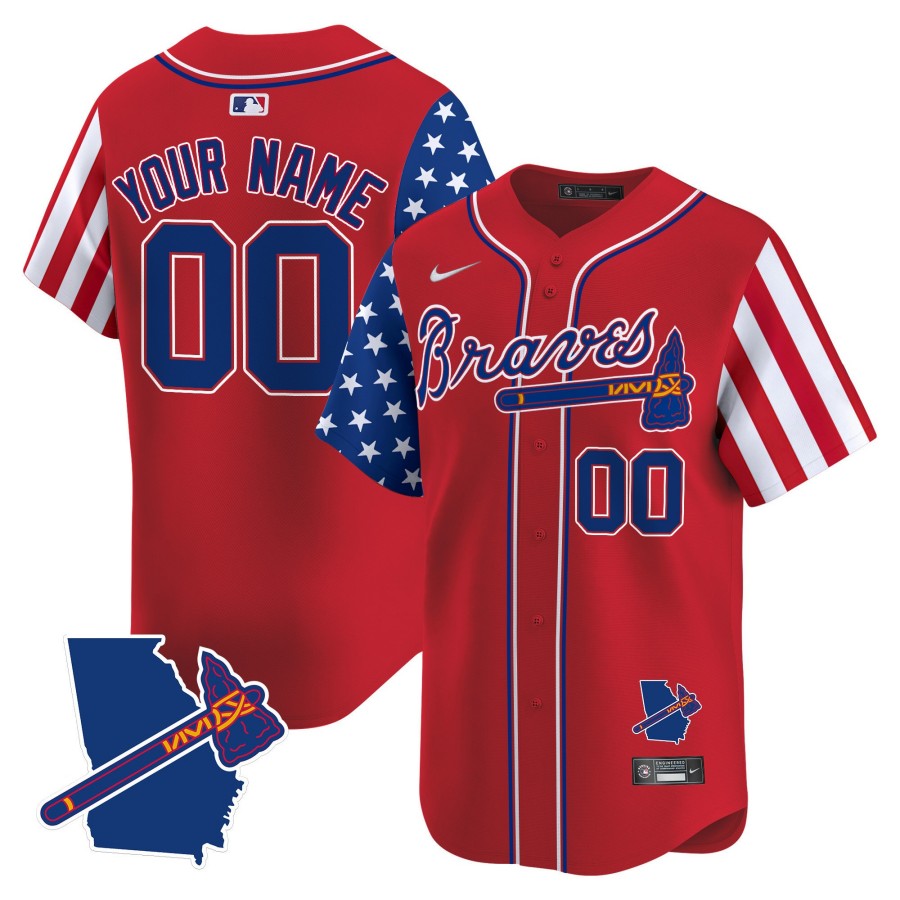 Atlanta Braves Custom Red 2025 Independence Day Limited Stitched Baseball Jersey