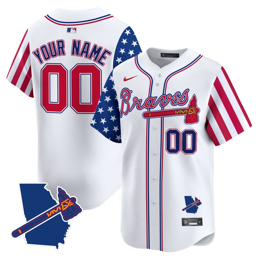 Atlanta Braves Custom White 2025 Independence Day Limited Stitched Baseball Jersey