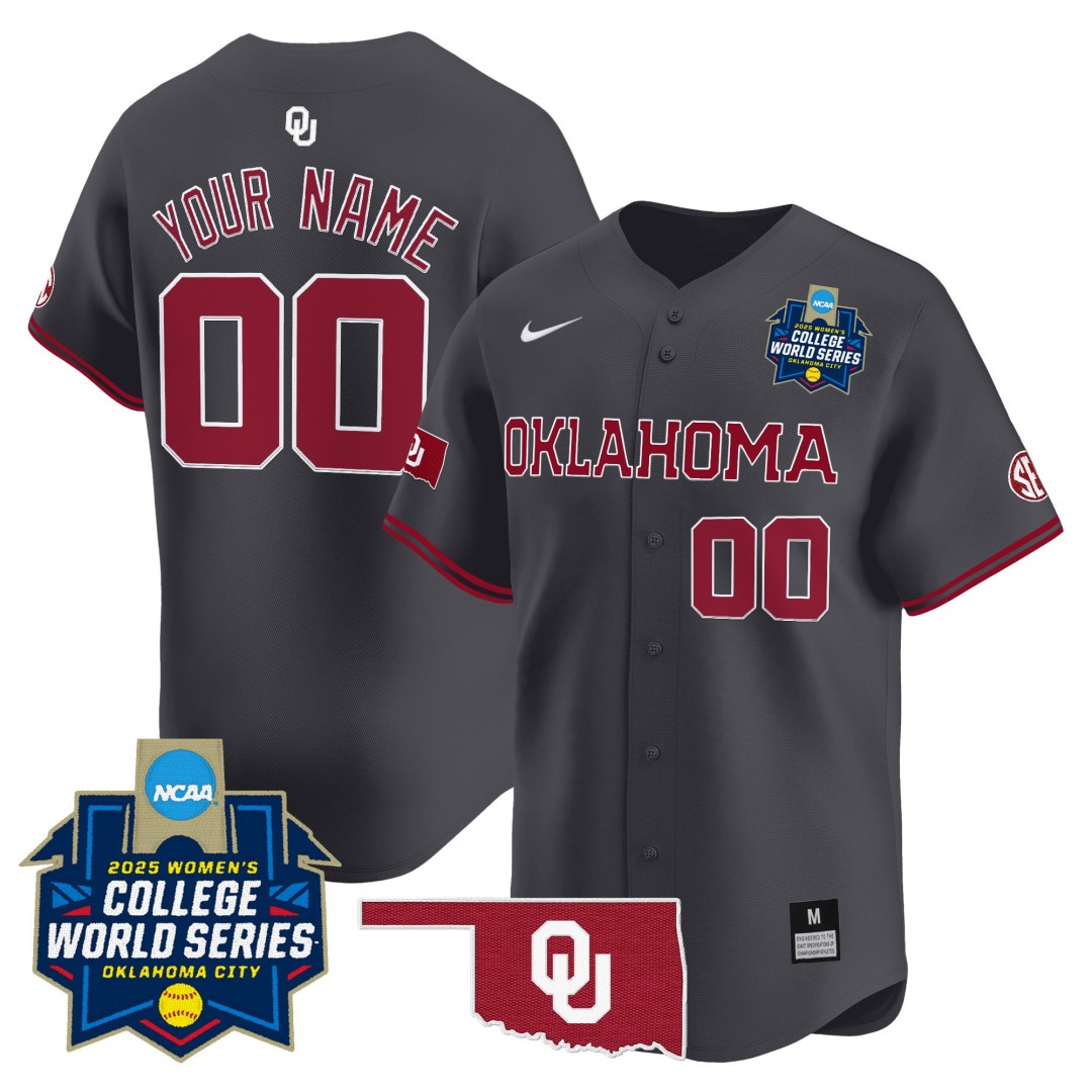 Oklahoma Sooners Softball Active Player Custom Anthracite 2025 WCWS Limited Stitched Baseball Jersey