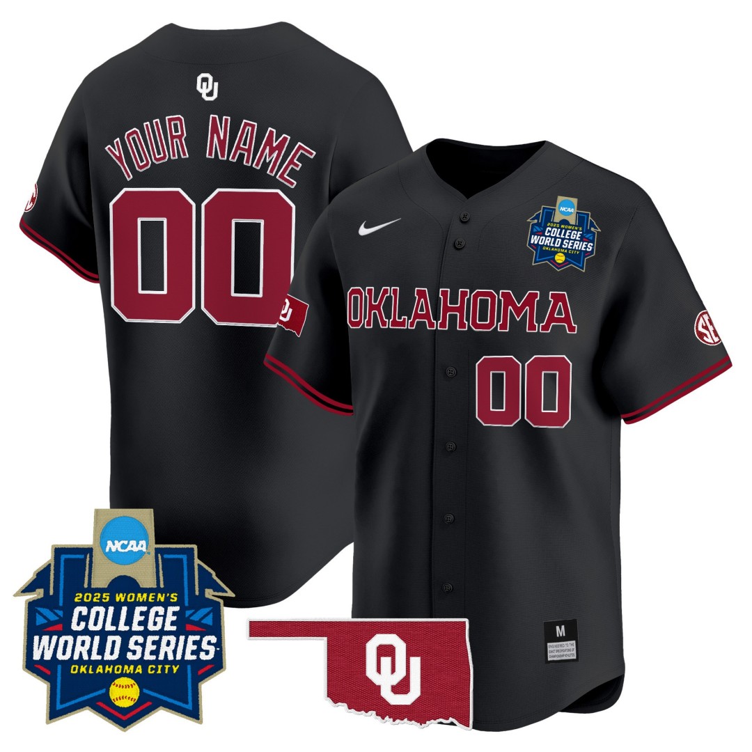 Oklahoma Sooners Softball Active Player Custom Black 2025 WCWS Limited Stitched Baseball Jersey