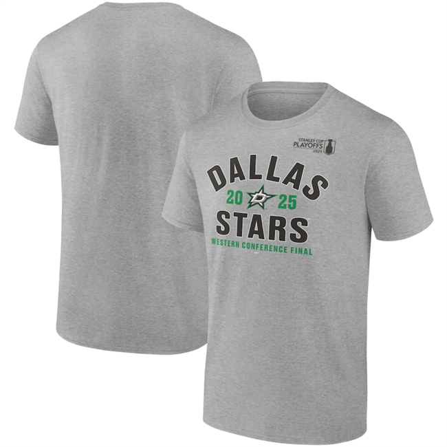 Men's Dallas Stars Heather Gray 2025 Stanley Cup Playoffs Western Conference Final Contender T-Shirt