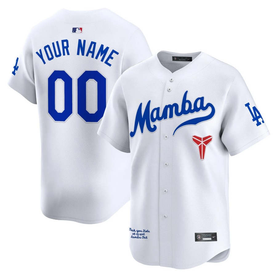 Kobe Baseball Active Player Custom Mamba Lodgers White Vapor Premier Limited Jersey - All Stitched