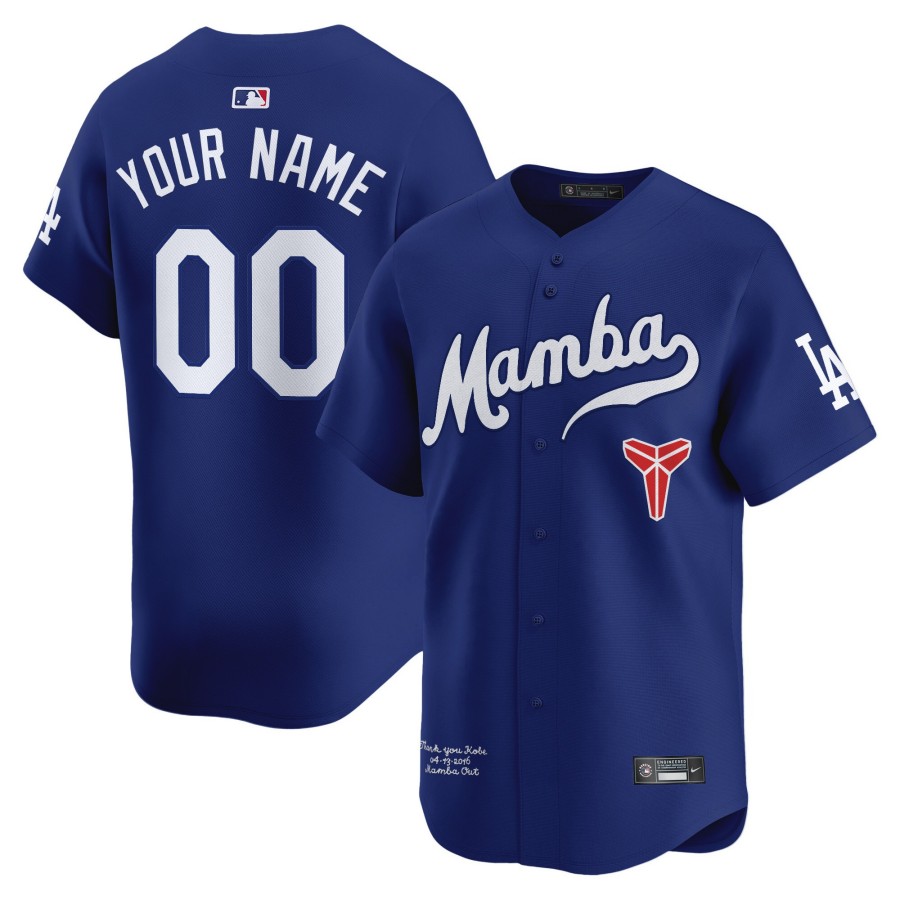 Kobe Baseball Active Player Custom Mamba Lodgers Royal Vapor Premier Limited Jersey - All Stitched